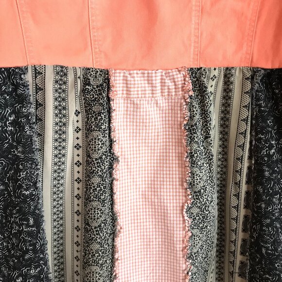 Boho Patchwork Duster, Size S-M: Upcycled Hippie Dress, Rag Quilt Seams - Picture 7 of 10